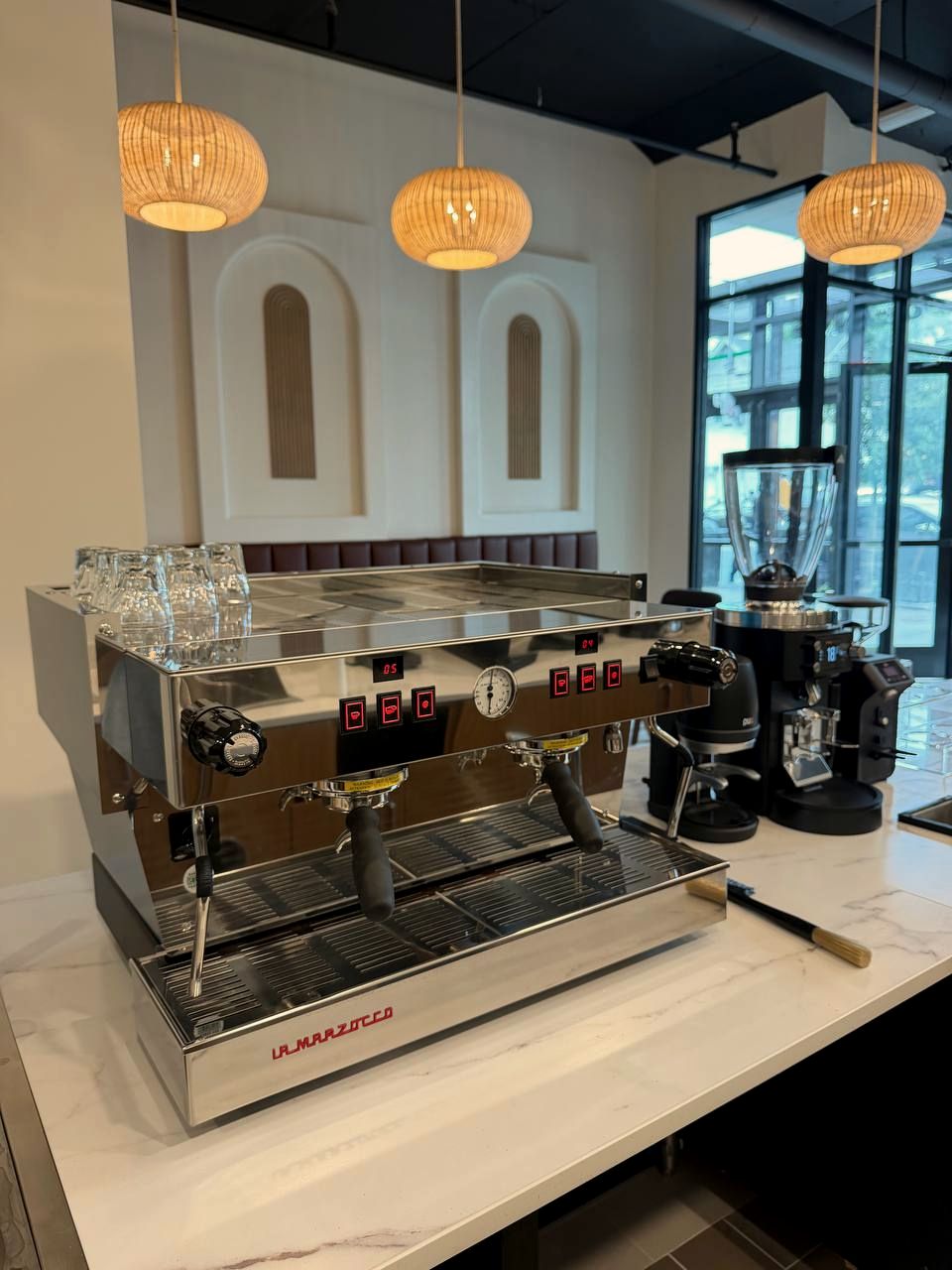 Espresso machine installed and tested before opening