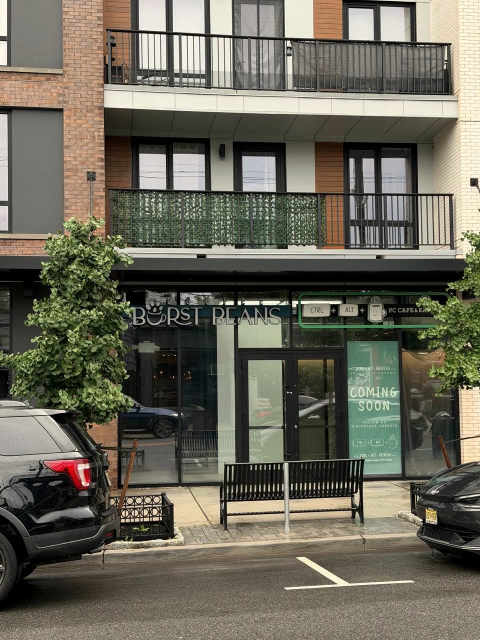 Completed storefront — Burst Beans Coffee exterior